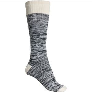 Alaska Knits Black Gray Ivory Heather Traditional Wool Blend Knee High Socks